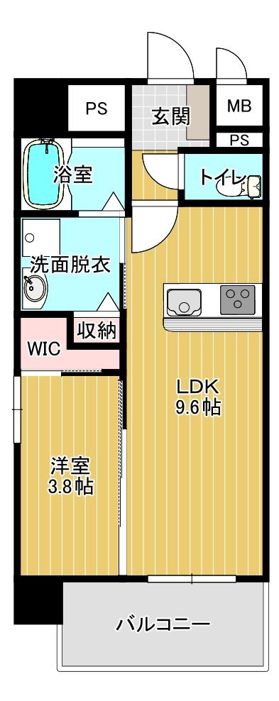 リベール大津(1LDK/6階)の間取り写真