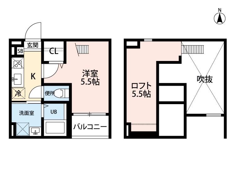 TERRACE M(1K/2階)の間取り写真