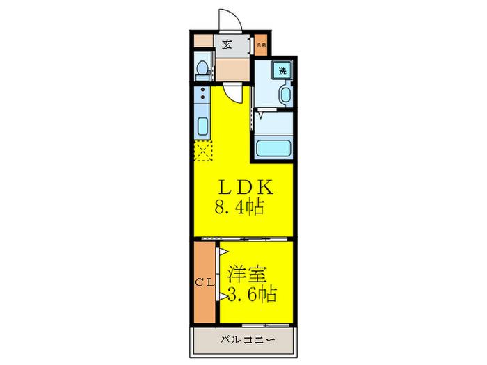 クローバー・クレア江坂垂水(1LDK/6階)の間取り写真