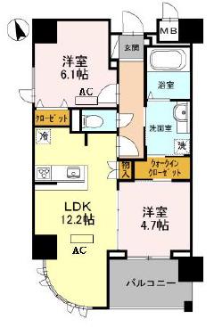 ナチュール天王寺(2LDK/3階)の間取り写真