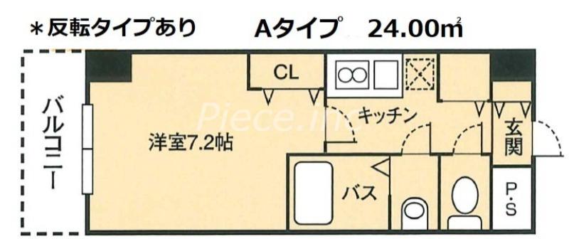 ドミール谷町(1K/8階)の間取り写真