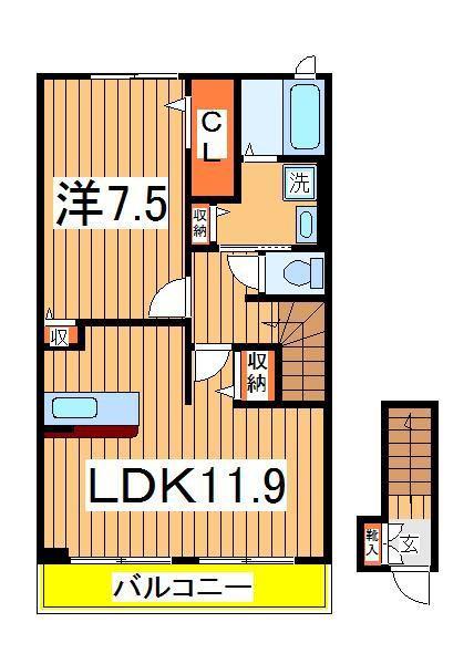 オースティンハウス2(1LDK/2階)の間取り写真