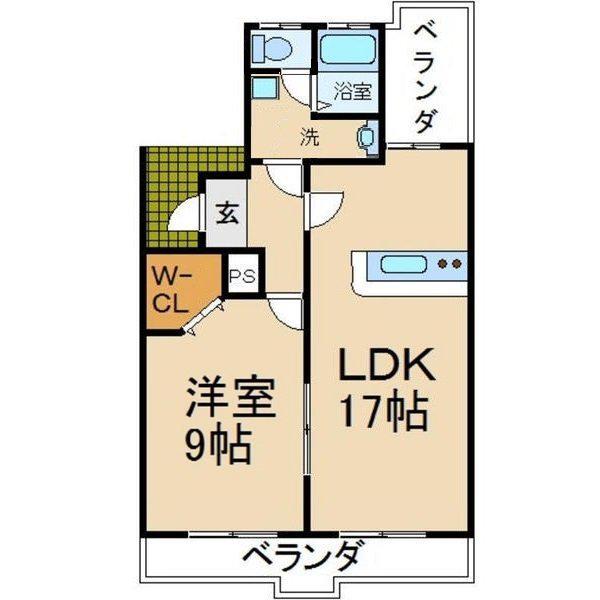 グランド岡山手(1LDK/3階)の間取り写真