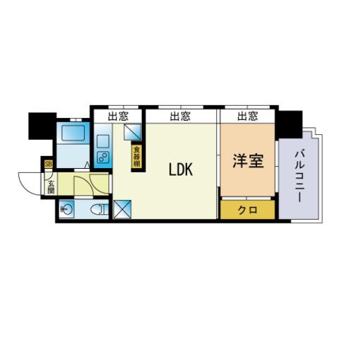 エステート・モア・平尾公園通(1LDK/11階)の間取り写真