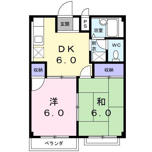 エルディム青木(2DK/1階)の間取り写真