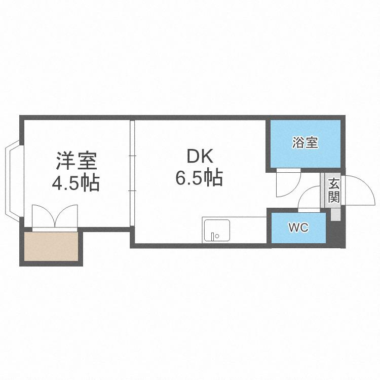 藤井ビル北10条(1DK/2階)の間取り写真