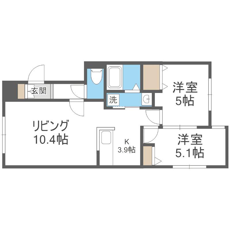 NRJニシオカ(2LDK/1階)の間取り写真