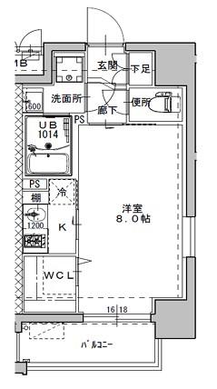 ミラージュパレス南堀江(1K/12階)の間取り写真