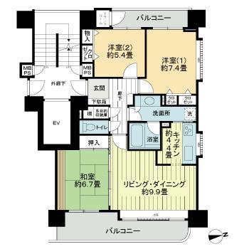 ライオンズヒルズ榴ケ岡公園(3LDK/11階)の間取り写真