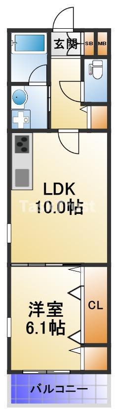 RIHITO鶴見(1LDK/3階)の間取り写真