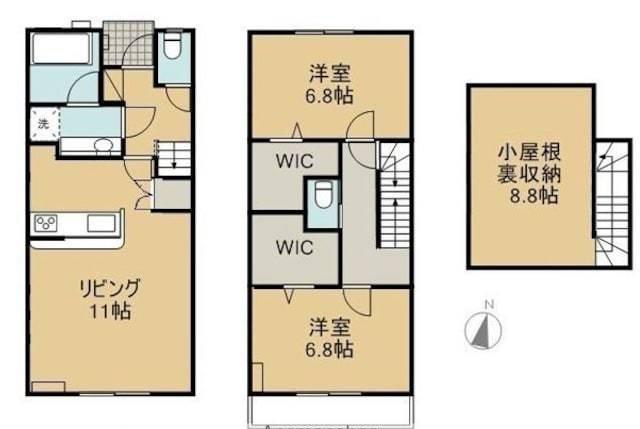 トレセB棟(2SLDK/1階)の間取り写真