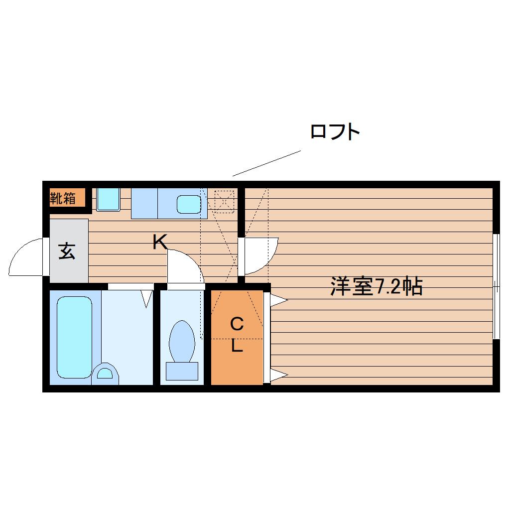 ベルパークみずほ台(1K/2階)の間取り写真