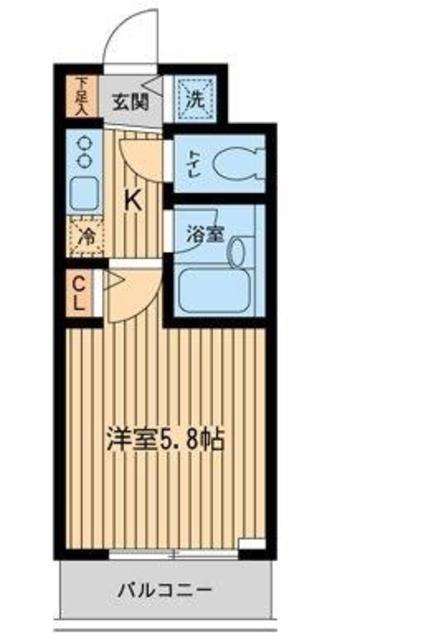 ザ・パーククロス市ヶ谷(1K/2階)の間取り写真