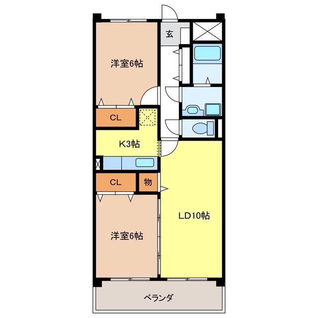 プラウ正木(2LDK/1階)の間取り写真