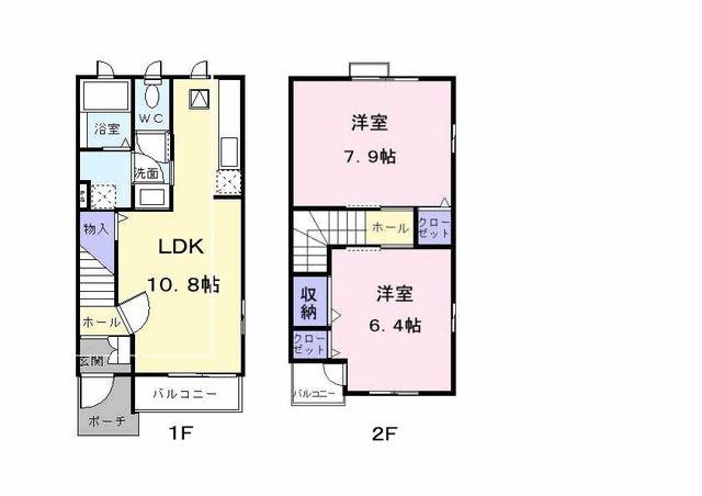 ミルキーウェイ土器B(2LDK/1階)の間取り写真