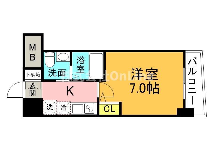セレニテオズ北巽(1K/7階)の間取り写真