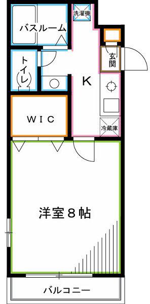 ケラソス(1K/2階)の間取り写真