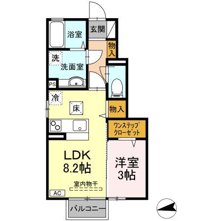 プランドール(1LDK/1階)の間取り写真