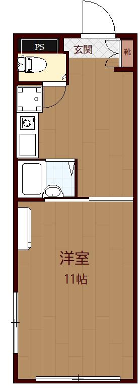 第23クリスタルマンション(1DK/1階)の間取り写真