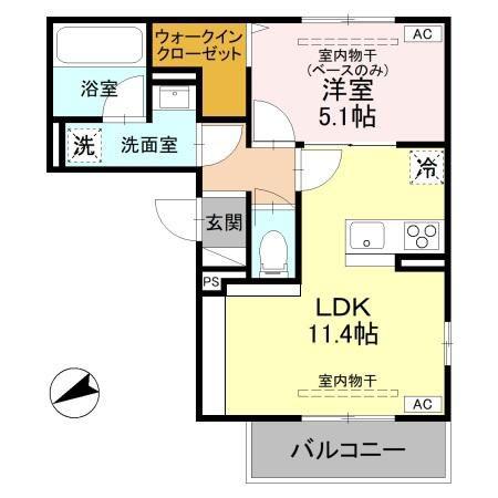 リヴェール内灘(1LDK/3階)の間取り写真