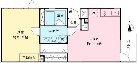 HI-ROOMS新代田(1LDK/2階)の間取り写真