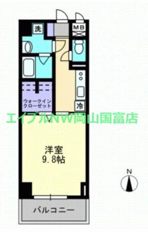 ハアラン表町(1K/11階)の間取り写真