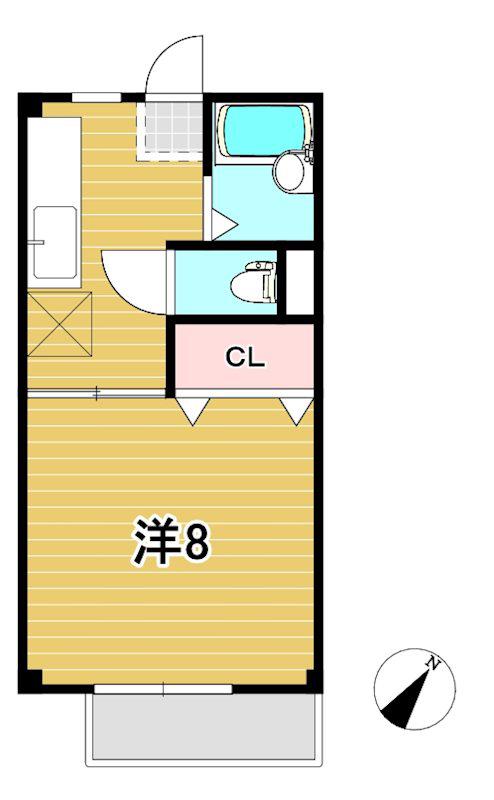 シティーコート1(1K/2階)の間取り写真