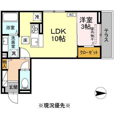 J-ROOM妃 VII番館 屋代駅前(1LDK/1階)の間取り写真