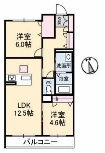 メリーベル(2LDK/1階)の間取り写真