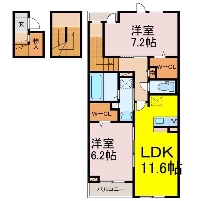 ネオ・ルピア(2LDK/3階)の間取り写真