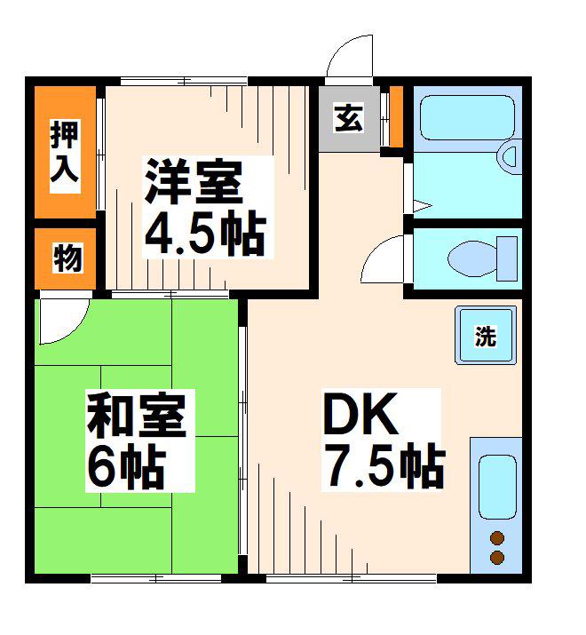 マンションアイダ(2DK/2階)の間取り写真