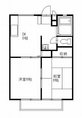 フラワーハイツ砥上(2DK/1階)の間取り写真
