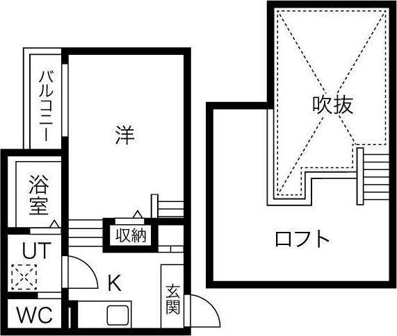 CREO庄内通伍番館(1K/2階)の間取り写真