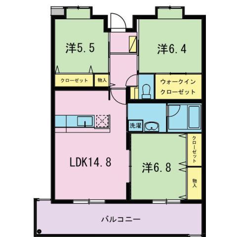 グレース緑風館(3LDK/4階)の間取り写真