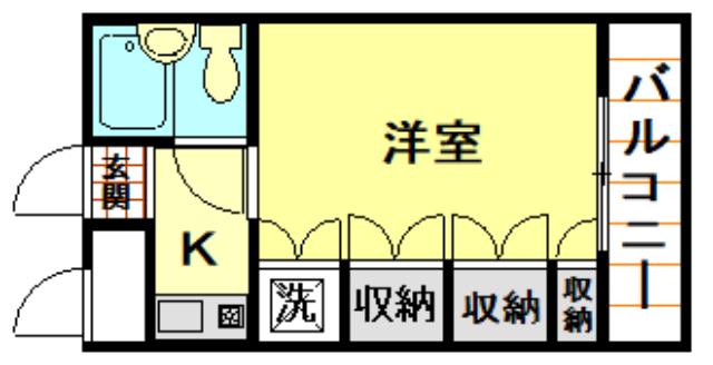 広瀬ビル(ワンルーム/2階)の間取り写真