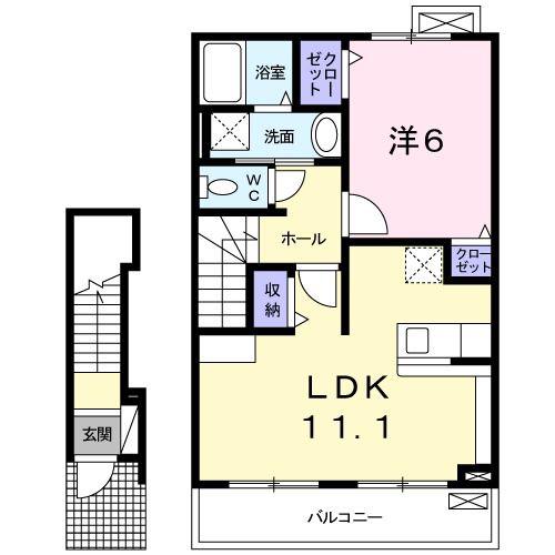 アンベリー(1LDK/2階)の間取り写真