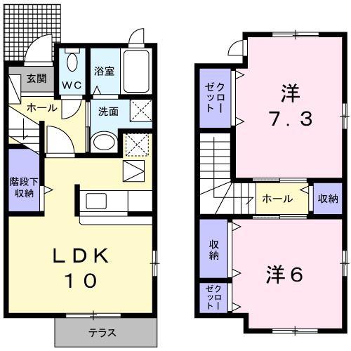 グロワールB(2LDK/1階)の間取り写真