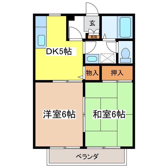 F・トゥール松原(2DK/1階)の間取り写真