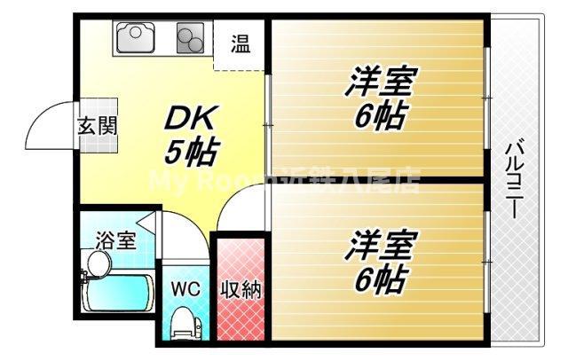 ロイヤル加美北(2DK/3階)の間取り写真
