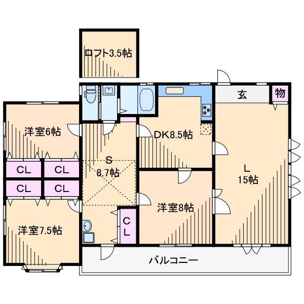 シュガーハウス元住吉(3SLDK/2階)の間取り写真