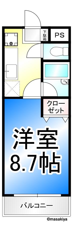 ブラウンヒルズ1番館(1K/2階)の間取り写真