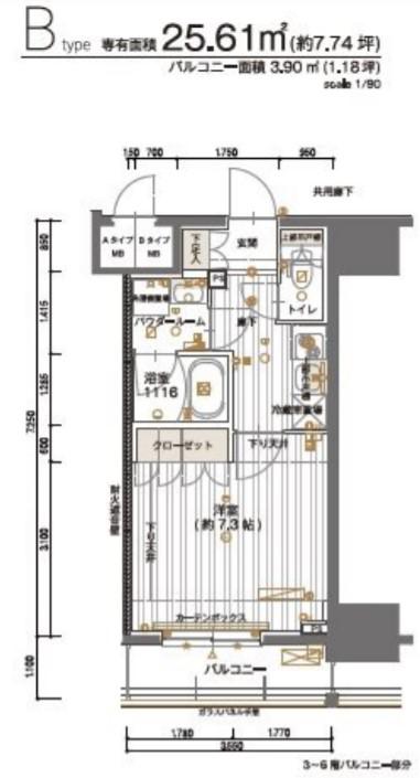 メインステージ神田須田町(1K/3階)の間取り写真