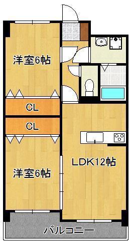 アン・レーヴ(2LDK/2階)の間取り写真