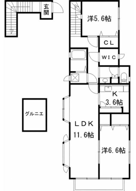 グレースF(2LDK/2階)の間取り写真