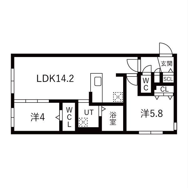 LAND TOYOHIRA(2LDK/3階)の間取り写真