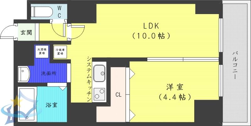 パークヒルズ中央25(1LDK/8階)の間取り写真