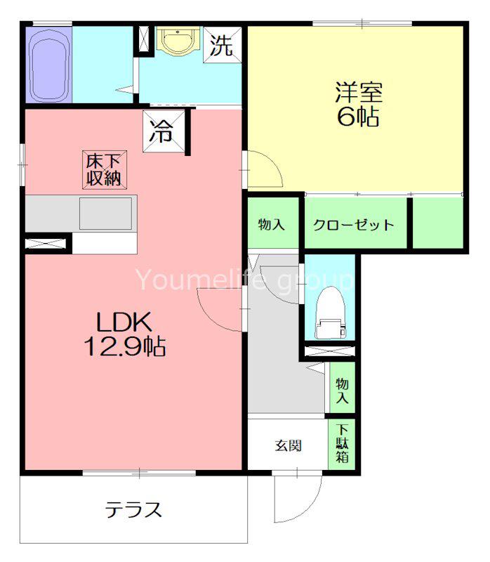 ヴェスタ(1LDK/1階)の間取り写真