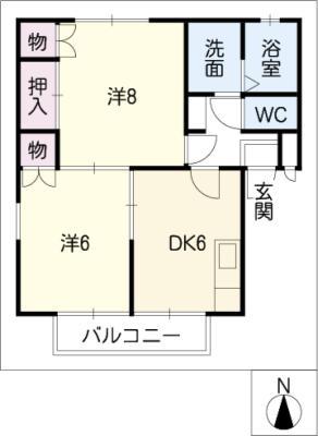 プチメゾン桜ヶ丘A棟(2DK/2階)の間取り写真