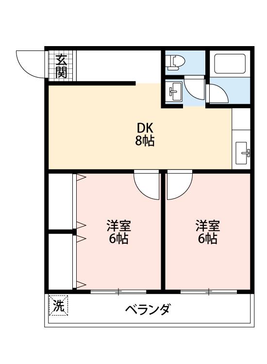 サンハイム湖北台(2DK/6階)の間取り写真