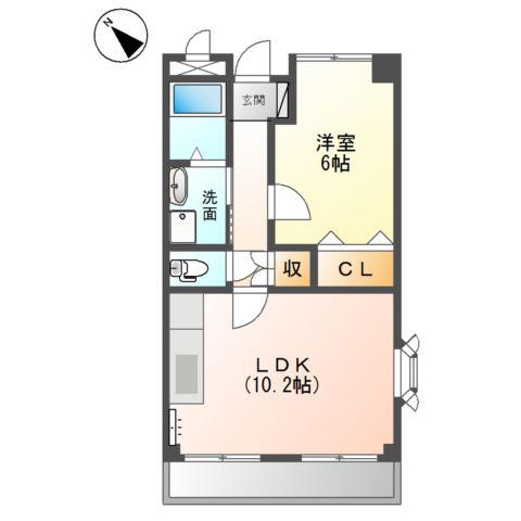 ヴィラプレール(1LDK/2階)の間取り写真